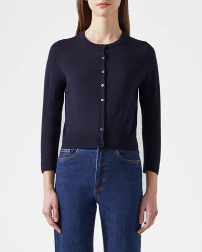 Shop Lk Bennett Bonnie Button-down Wool Cardigan In Sloane Blue