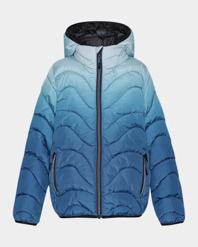 Shop Molo Girl's Hao Ombre Quilted Coat In Vibrant Blue