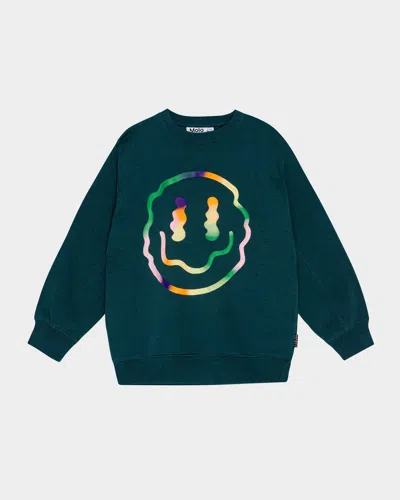 MOLO BOY'S MAGNI WIGGLY HAPPY FACE SWEATSHIRT 