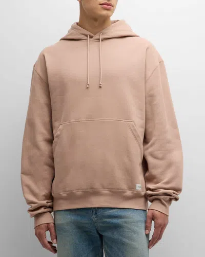 Saint Laurent Oversized Hoodie With Kangaroo Pocket And Ribbed Finish In Nude