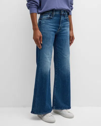 Shop Mother Lil' Tomcat Roller Sneak Jeans In Sixth Sense