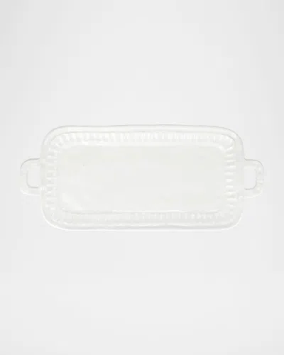 Vietri Pietra Serena Handled Rectangular Tray In White