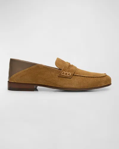 Shop Manolo Blahnik Men's Plymouth Suede Penny Loafers In Mbrw2163