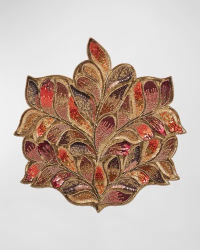 Kim Seybert Maple Hues Beaded Placemat In Brown/orange
