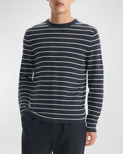 Shop Theory Men's Striped Long-sleeve T-shirt In Dkgyh/nivy