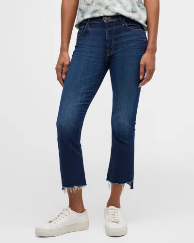 Mother The Insider Crop Step Fray High-rise Bootcut Jeans In Off Limits