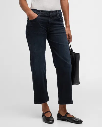 Mother Petites The Lil Mid Rise Zip Rambler Night In Venice Jeans In Night In Venice