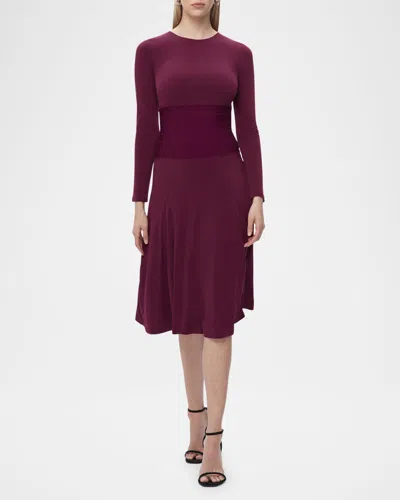 Herve Leger The Grace Long Sleeve Midi Dress In Pinot