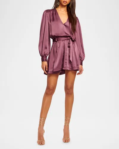 Shop Ramy Brook Montana Puff-sleeve Mini Dress In Pinot Noir