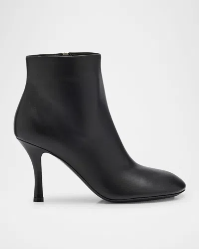 Shop Burberry Baby Leather Stiletto Ankle Booties In Black