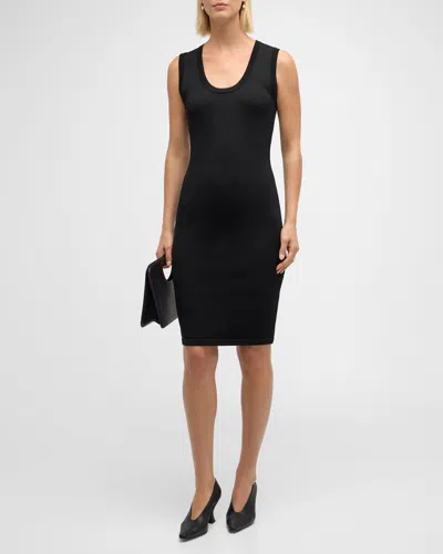 Shop St John Santiago Knit Scoop-neck Sleeveless Dress In Black