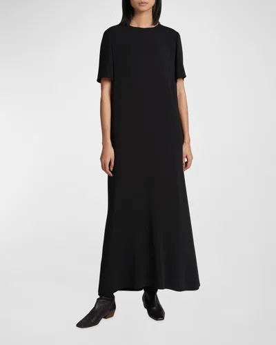 The Row Essentials Robi Crepe Maxi Dress In Navy
