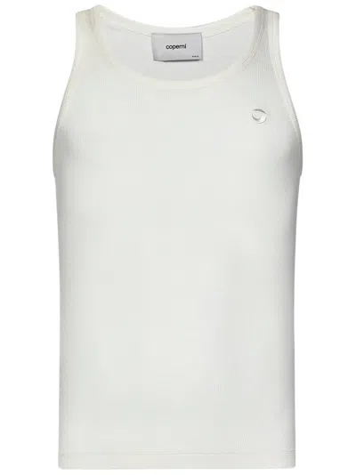 Shop Coperni Logo Embroidered Ribbed Tank Top In White