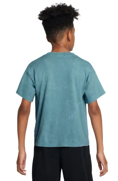 Shop Nike Kids' Sportswear Logo Cotton T-shirt In Denim Turquoise