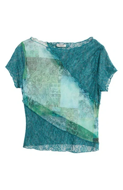 Mistress Rocks Lace & Mesh Top In Ocean Teal