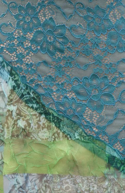 Mistress Rocks Lace & Mesh Miniskirt In Ocean Teal