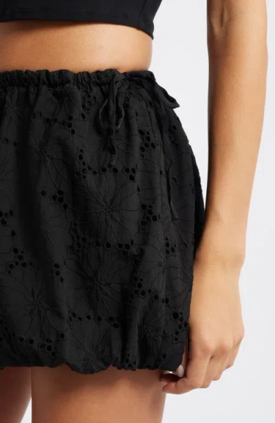 Mistress Rocks Broderie Anglaise Cotton Miniskirt In Black
