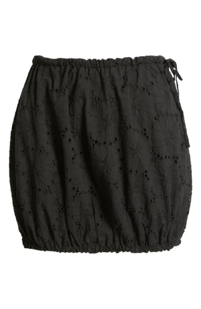 Mistress Rocks Broderie Anglaise Cotton Miniskirt In Black
