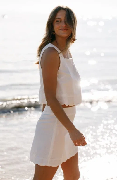 Petal And Pup Petal & Pup Wendie Scalloped Cotton & Linen Tank Top In White