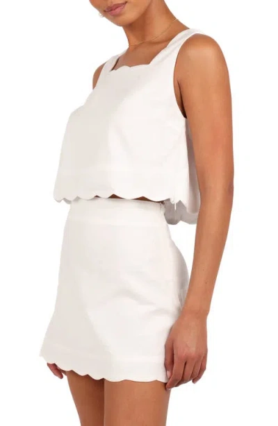 Petal And Pup Petal & Pup Wendie Scalloped Cotton & Linen Tank Top In White