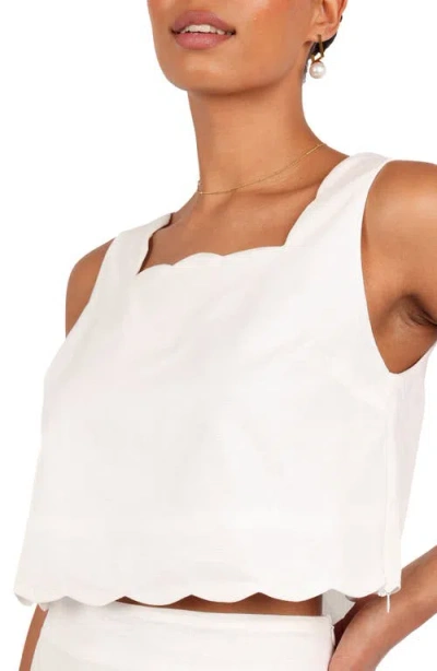 Petal And Pup Petal & Pup Wendie Scalloped Cotton & Linen Tank Top In White