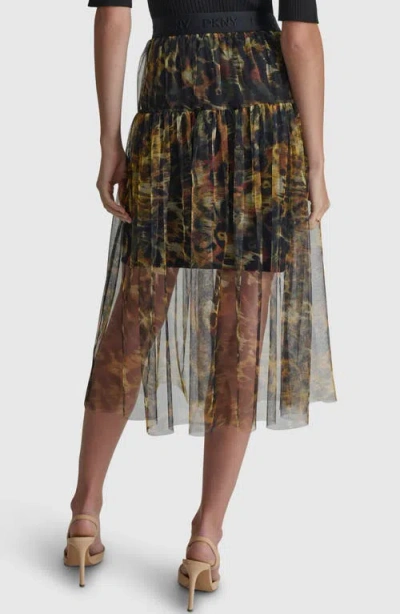 Shop Dkny Logo Band Tulle Skirt In Autumn Mix Animal