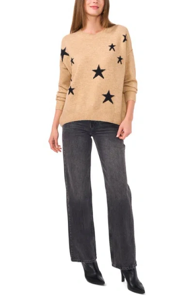 Vince Camuto Star Crewneck Sweater In Latte Hthr