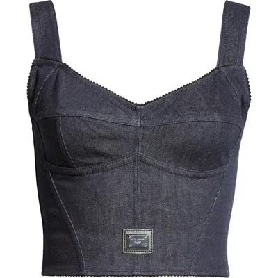 Dolce & Gabbana Cotton Denim Bra Top In S9001 Variante Abbinata