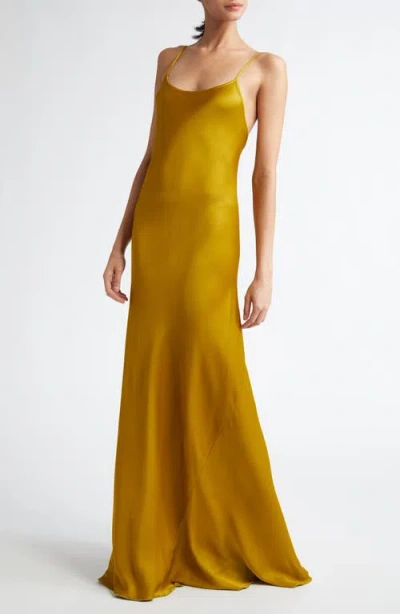 Shop Victoria Beckham Satin Camisole Gown In Harvest Gold