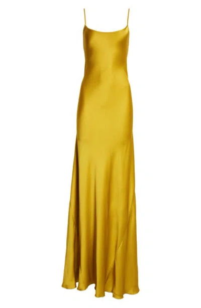 Shop Victoria Beckham Satin Camisole Gown In Harvest Gold