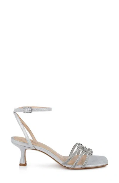 Shop Jewel Badgley Mischka Tesslynn Embellished Ankle Strap Sandal In Silver Textile