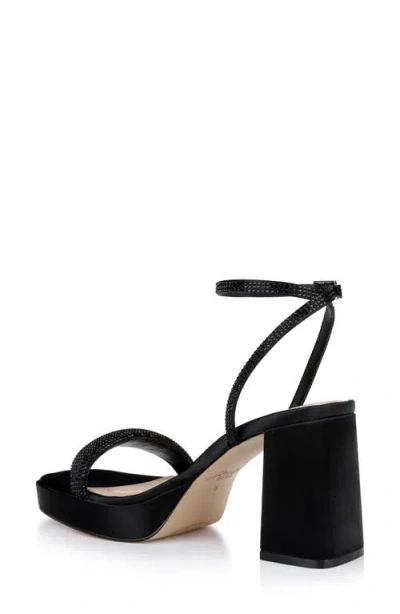 Shop Jewel Badgley Mischka Teddi Embellished Ankle Strap Sandal In Black Satin