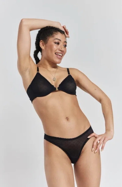 Peachaus Sakura Front-close Recycled-lace Underwire Bra In Volcanic Black