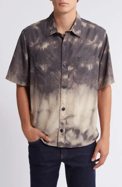 Hugo Boss Hugo Eratino Tie Dye Short Sleeve Nylon Button-up Shirt In Medium Brown