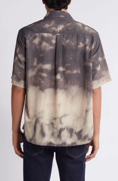 Hugo Boss Hugo Eratino Tie Dye Short Sleeve Nylon Button-up Shirt In Medium Brown