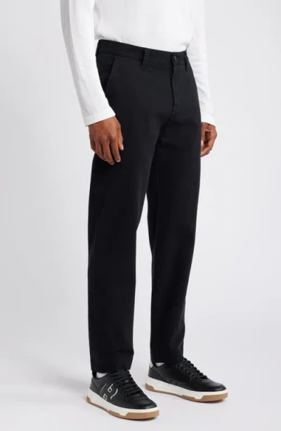 Shop Hugo Zeebo Flat Front Cotton Twill Chinos In Black