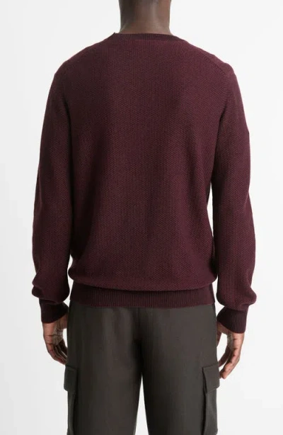 Vince Wool And Cashmere Crew-neck Sweater With Ribbed Edges In Malbec/ Black