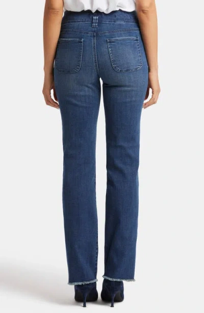 Nydj Marilyn Hollywood High Waist Frayed Hem Straight Leg Jeans In Moonlight