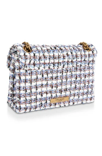 Kurt Geiger London Mini Kensington Eye Tweed Shoulder Bag In White/navy