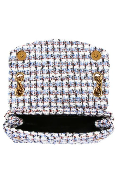 Kurt Geiger London Mini Kensington Eye Tweed Shoulder Bag In White/navy