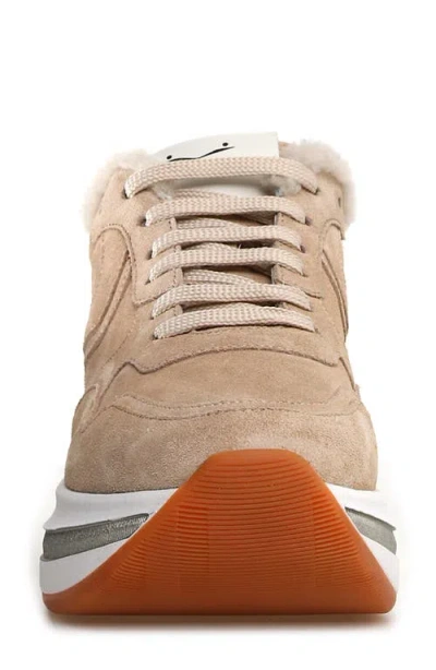 Voile Blanche Melany Genuine Shearling Lined Sneaker In Beige