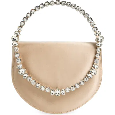L'alingi Eternity Flap Embellished Satin Clutch In Champagne