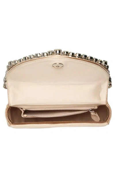 L'alingi Eternity Flap Embellished Satin Clutch In Champagne