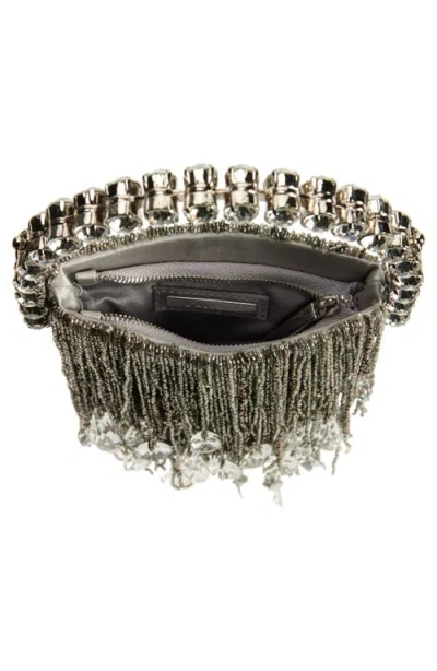 L'alingi Micro Crystal Fringe Top Handle Bag In Silver
