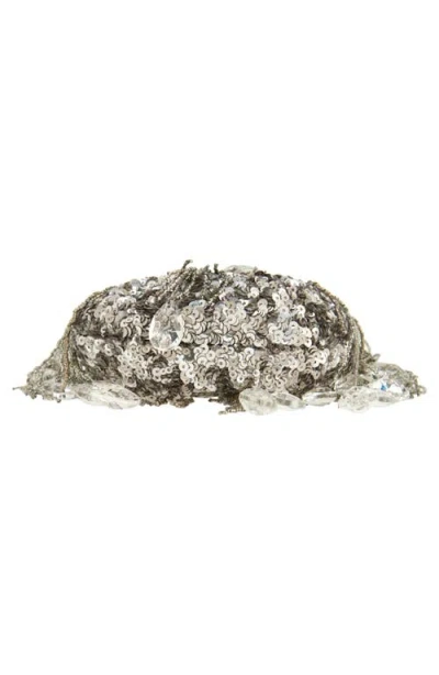 L'alingi Micro Crystal Fringe Top Handle Bag In Silver