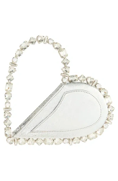 L'alingi Love Crystal Top Handle Bag In Silver