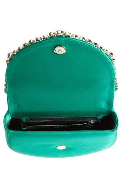 L'alingi Eternity Flap Embellished Satin Clutch In Emerald