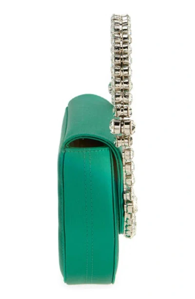 L'alingi Eternity Flap Embellished Satin Clutch In Emerald