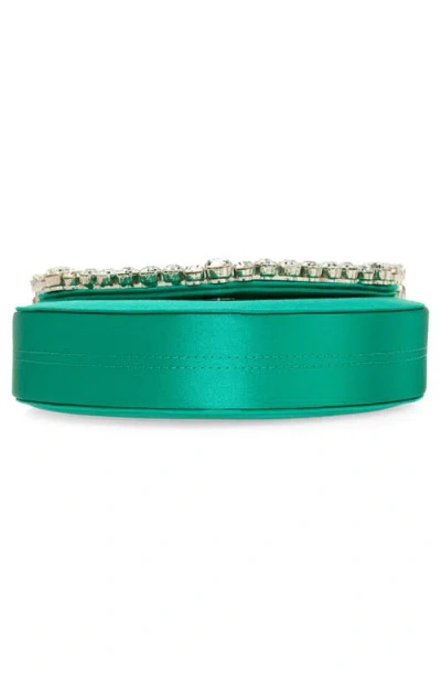 Shop L'alingi Eternity Flap Embellished Satin Clutch In Emerald