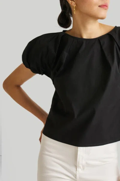 Reistor Balloon Sleeve Top In Black